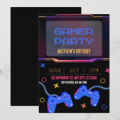 Invitation - Fête de Gamer - Personnaliser Nom Âge (Devant / Derrière)