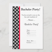 INVITATION FÊTE DE GARÇON MODERNE À DAMIER NOIR ET BLANC (Devant)