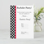 INVITATION FÊTE DE GARÇON MODERNE À DAMIER NOIR ET BLANC (Debout devant)