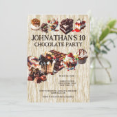 Invitation Fête de gâteau au chocolat enfants desserts d'été (Debout devant)