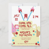 Invitation Fête de gâteau de cirque mignon (Devant)