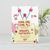 Invitation Fête de gâteau de cirque mignon (Debout devant)