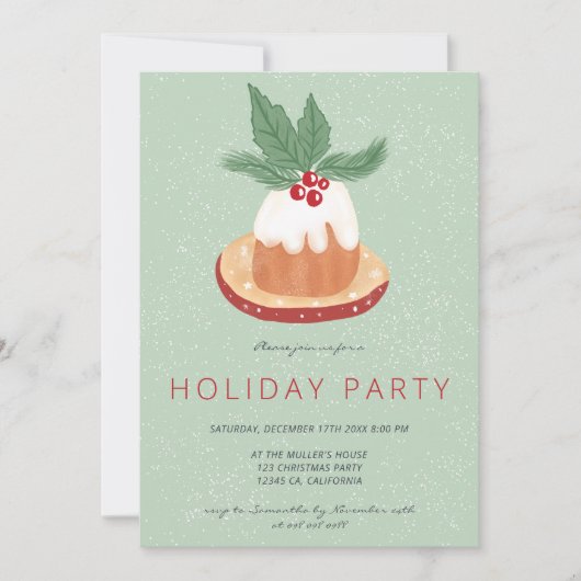 Invitation Fête de gâteau de Noël rustique à la mistletoe ver (Devant)