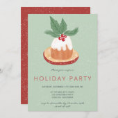 Invitation Fête de gâteau de Noël rustique à la mistletoe ver (Devant / Derrière)