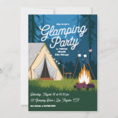 Invitation Fête de Glamping avec Feu de Camp et Tente Cosy (Devant)