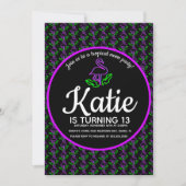 Invitation Fête de Glow Flamant Néon Tropical Violet (Devant)