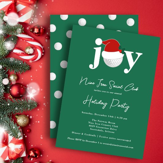 Invitation Fête de golf festive Joy Typography Vert