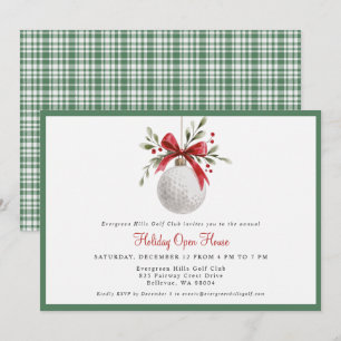 Invitation Fête de golf Maison ouverte Plaid vert aquarelle