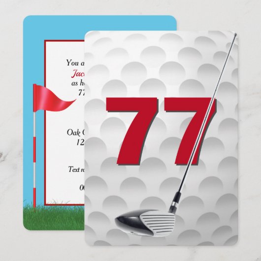 Invitation Fête de golf pour 77e anniversaire (Devant / Derrière)