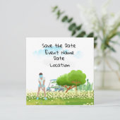 Invitation Fête de golf pour la golfeuse Save the Date (Debout devant)