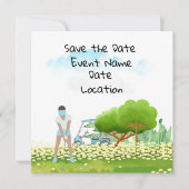 Invitation Fête de golf pour la golfeuse Save the Date  (Devant)