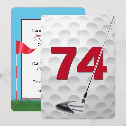 Invitation Fête de golf pour les 74 ans (Devant / Derrière)