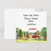 Invitation Fête de golf pour sauver la date avec chariot de g (Devant / Derrière)