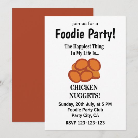 Invitation Fête de gourmand de restauration rapide Nugget de (Devant / Derrière)