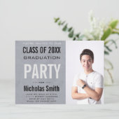 Invitation Fête de Grad Blue masculin moderne (Debout devant)