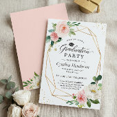 Invitation Fête de graduation 2025 Fille Blush Rose Floral
