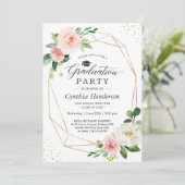 Invitation Fête de graduation 2025 Fille Blush Rose Floral (Debout devant)