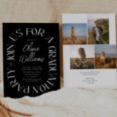 Invitation Fête de graduation à double arc noir et blanc mode