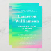 Invitation Fête de graduation Abstraite colorée (Devant / Derrière)