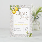 Invitation Fête de graduation au citron italien beige méditer (Debout devant)