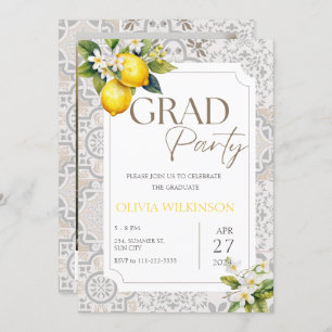 Invitation Fête de graduation au citron italien beige méditer