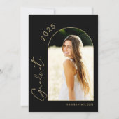 Invitation Fête de graduation Black Gold moderne (Devant)