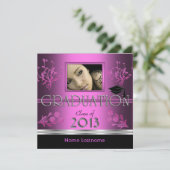 Invitation Fête de graduation Black Rose Girl Photo (Debout devant)