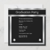 Invitation Fête de graduation Black Silver Regarder Métal (Dos)