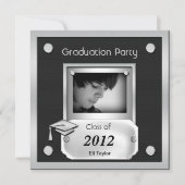 Invitation Fête de graduation Black Silver Regarder Métal (Devant)