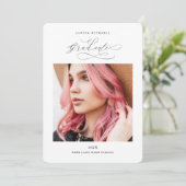 Invitation Fête de graduation Black Two Photo Modern (Debout devant)