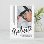 Invitation Fête de graduation Black White Photo moderne (Debout devant)