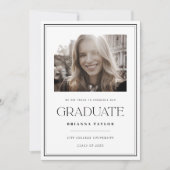 Invitation Fête de graduation Black White Photo moderne (Devant)