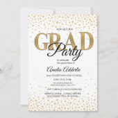 Invitation Fête de graduation Blanc Black Gold Parties scinti (Devant)