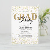 Invitation Fête de graduation Blanc Black Gold Parties scinti (Debout devant)