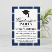 Invitation Fête de graduation bleu moderne (Debout devant)