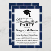 Invitation Fête de graduation bleu moderne (Devant / Derrière)