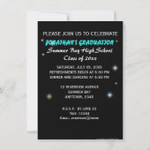 Invitation Fête de graduation bleue et noire (Dos)