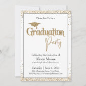 Invitation Fête de graduation Bordée Gold Confetti (Devant)