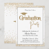 Invitation Fête de graduation Bordée Gold Confetti (Devant / Derrière)