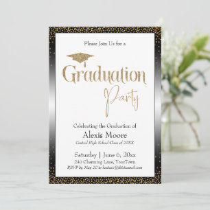 Invitation Fête de graduation Bordée Gold Confetti