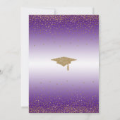 Invitation Fête de Graduation Bright Purple Ombre Gold Confet (Dos)