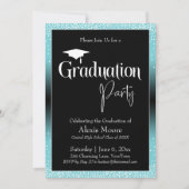 Invitation Fête de graduation brillant Turquoise Ombre Confet (Devant)
