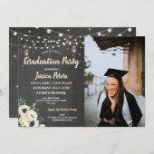 Invitation Fête de graduation Chalk Jars Fireflies rustiques  (Devant / Derrière)