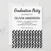 Fête de graduation Chevron noir et blanc