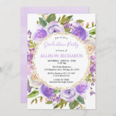 Invitation Fête de graduation de couleur d'aquarelle violette (Devant / Derrière)