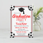 Invitation Fête de graduation de football rouge et noir (Debout devant)