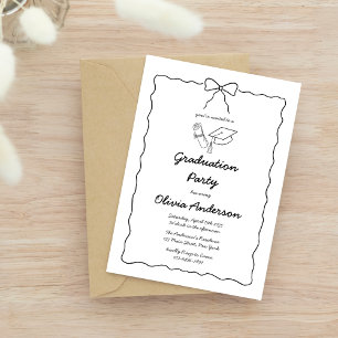 Invitation Fête de graduation de la bow de la main moderne