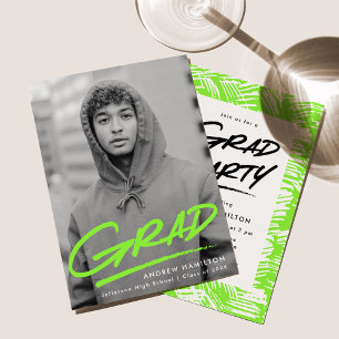 Invitation Fête de graduation de la chaux verte à purée moder