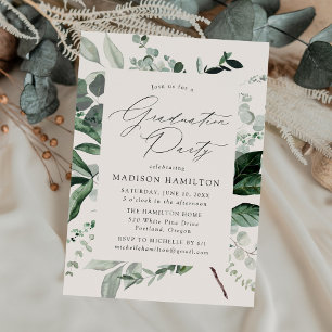 Invitation Fête de graduation de la crème verte abondante