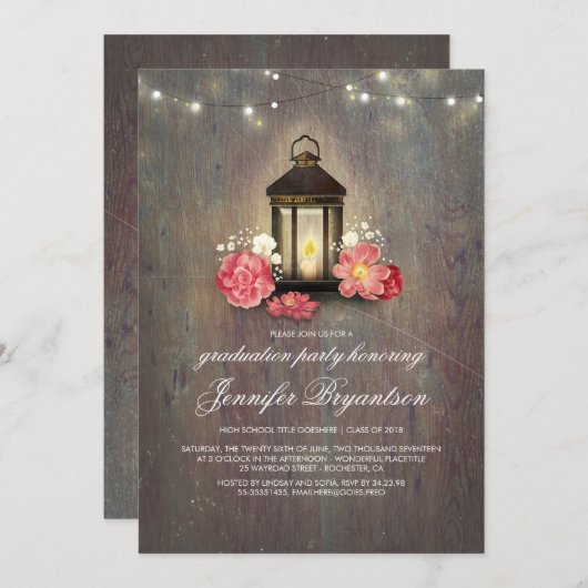 Invitation Fête de graduation de la grange rustique et de la (Devant / Derrière)